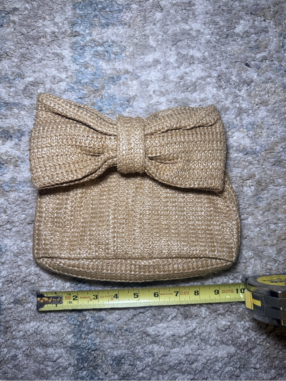 Amazon Straw-Look Bow Clutch - Tan
